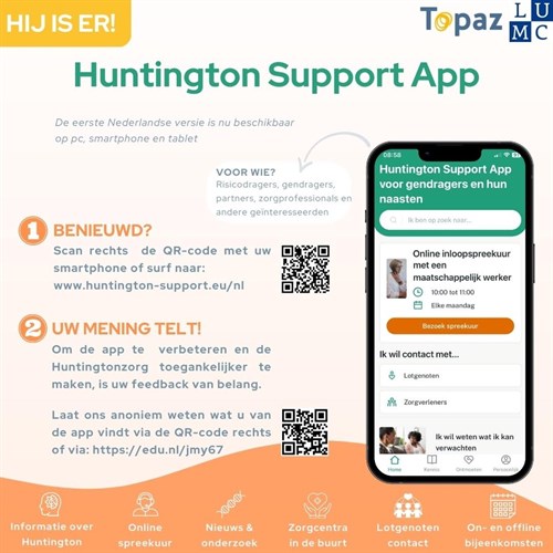 Huntington Support App Flyer Promotie Vierkant